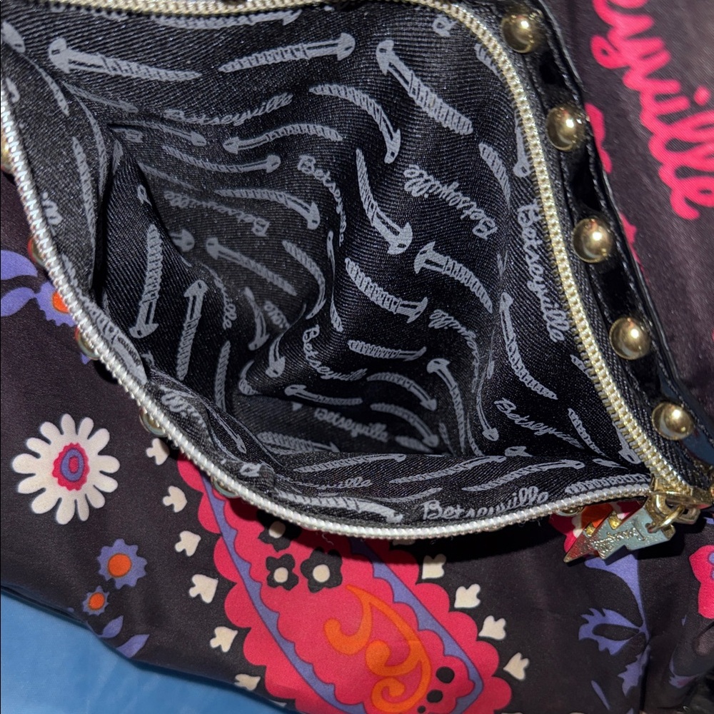 Betsyville Floral Paisley Shoulder Bag - Black and Pink - Picture 11 of 13